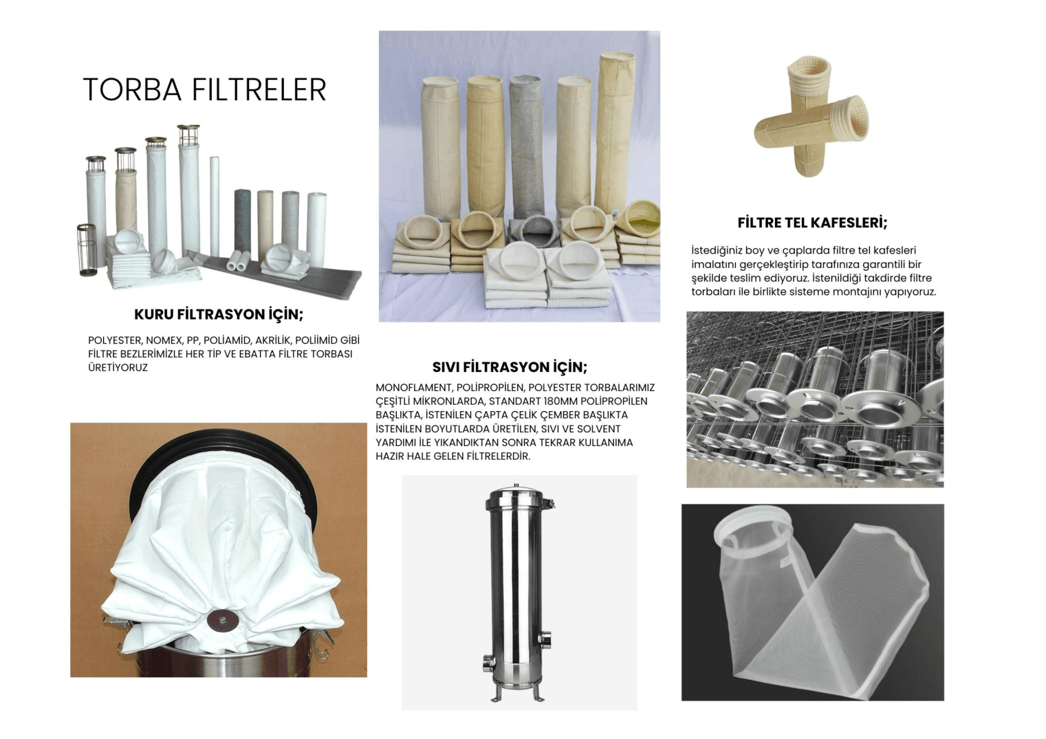 Polypropylene and Monofilament Liquid Filtration Bags with 180 mm Plastic and Steel Ring Collars - Bilgin Filtre